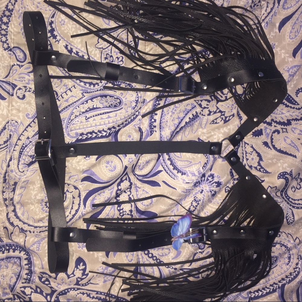 🖤Black Harness With Fringe🦋🖤